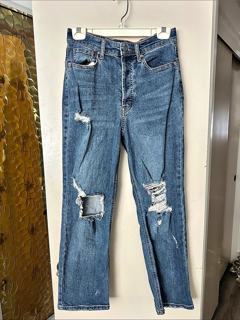 Wild Fable High-Rise Distressed Straight Leg Jeans Distressed Boyfriend Jeans in